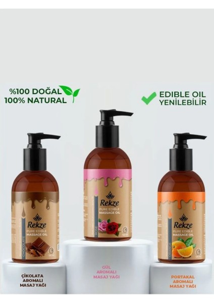 Çikolata + Gül + Portakal Aromalı Erotica Rahatlatıcılı Vücut Aromaterapi Masaj Yağı 120 ml