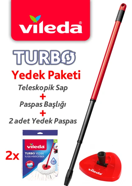 Turbo Teleskopik Sap + Üçgen Başlık + 2'li Yedek Paspas