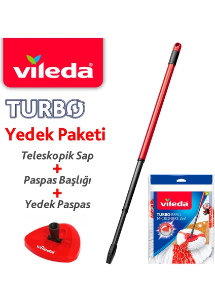 Turbo Teleskopik Sap + Üçgen Başlık + Mikrofiber Yedek Paspas