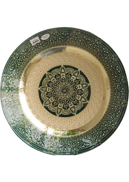 Osmanlı Motifli 990 Ayar Gümüş Kaplama 40CM Hediyelik Dekoratif Cam Tabak Gümüştabak