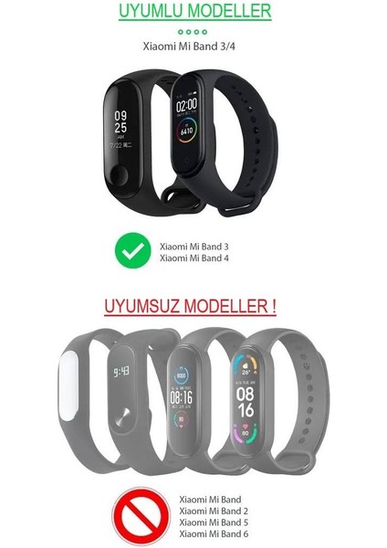 Xiaomi Mi Band 3 ve 4 Uyumlu [ Yüksek Kalite] Silikon Kordon