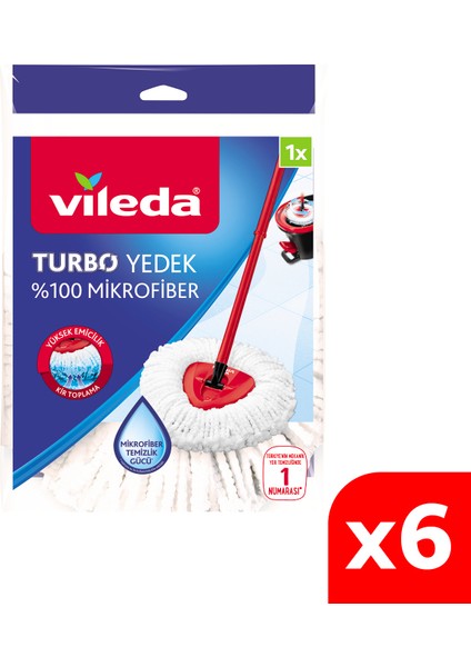 Turbo Üçgen Başlık Mikrofiber Yedek Paspas 6 Paket