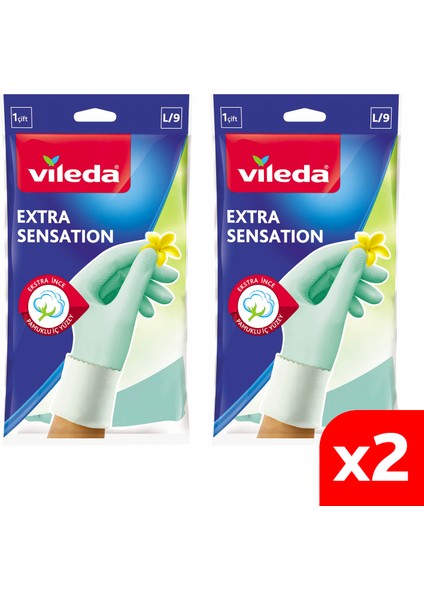 2 Paket Extra Sensation Büyük Boy Bulaşık Eldiveni