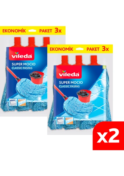 2 Paket Supermocio 3'lü Klasik Yedek Paspas