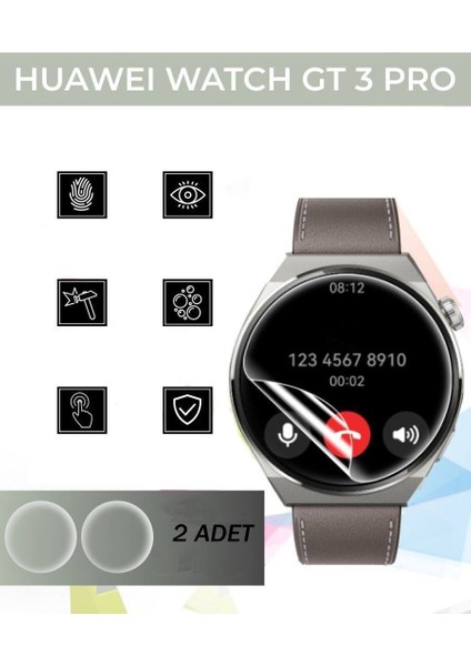 Huawei Watch Gt 3 Pro 46MM Uyumlu (2 Adet) Ekran Koruyucu Nano Jelatin