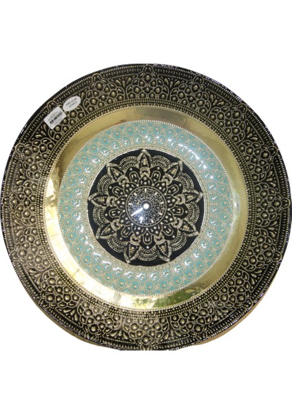 Osmanlı Motifli 990 Ayar Gümüş Kaplama 40CM Hediyelik Dekoratif Cam Tabak Gümüştabak