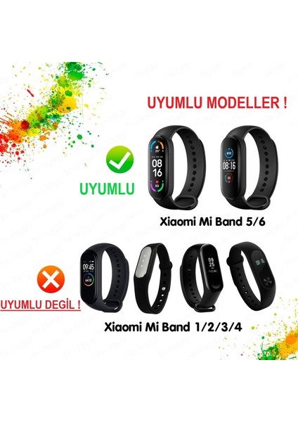 Xiaomi Mi Band 5 ve 6 Uyumlu [ Yüksek Kalite] Silikon Kordon Kayış