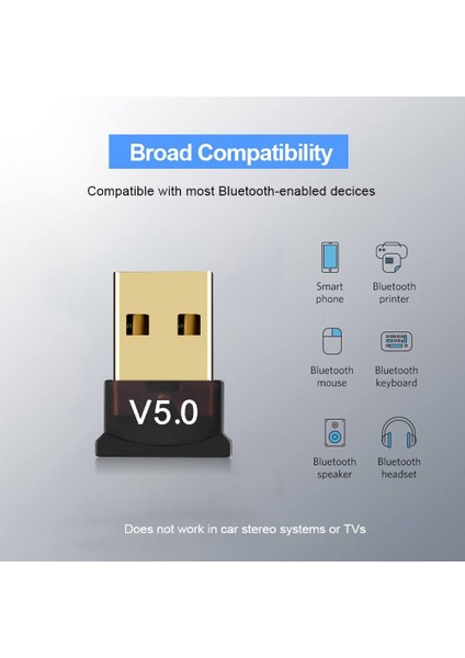 Mini V5.0 USB Bluetooth Dongle 5.0 Bluetooth Adaptör [tak Çalıştır]