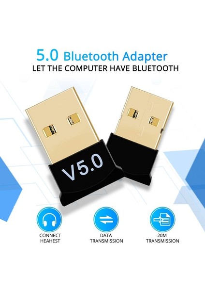 Mini V5.0 USB Bluetooth Dongle 5.0 Bluetooth Adaptör [tak Çalıştır]