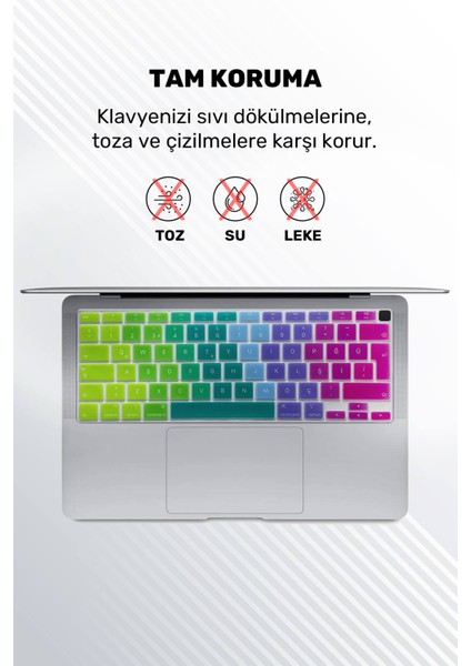 Macbook Air 2020 13 Inc M1 A2337 / A2179 Uyumlu Türkçe Q Klavye Slim Klavye Koruyucu Kılıf