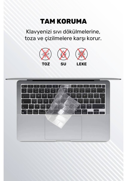 Macbook Air 2020 13 Inc M1 A2337 / A2179 Uyumlu Türkçe Q Klavye Slim Klavye Koruyucu Kılıf