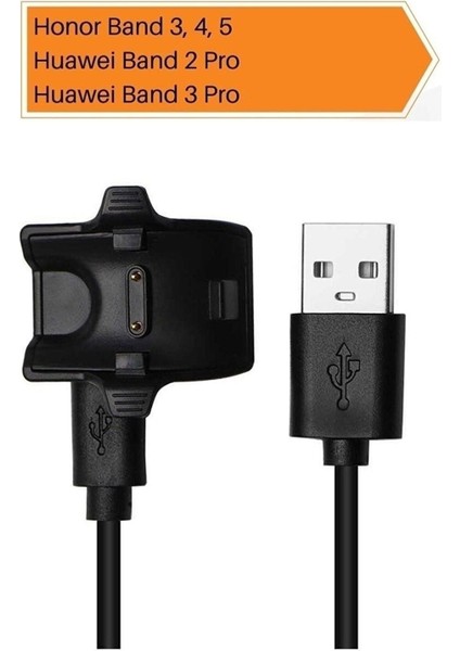 Huawei Band 2 Pro/3 Pro/4 Pro Uyumlu Yüksek Kalite Manyetik USB Şarj Kablosu (Siyah)