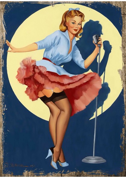 Şarki Söyleyen Pin Up Kadın Tabko