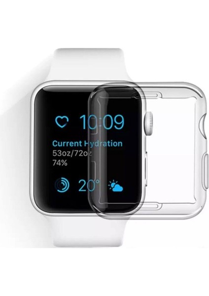 Apple Watch 1 2-3-4-5-6-Se Serisi ( 44MM ) 360 Tam Koruma Şeffaf Silikon Kılıf Premium Model