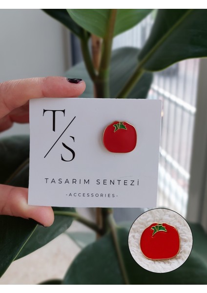 Rozet Metal Broş Yaka Okul Çantası Kıyafet Takı Aksesuar Domates Meyve Klipsli Rozet Mini