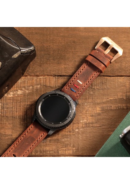 Samsung Galaxy Watch 4 5 6 / Watch 6 Classic 40MM 43MM 44MM 47MM Watch 5 Watch 5 Pro 40MM 44MM 45MM Watch 4 40MM 42MM 44MM 46MM 3 İp Motifli Deri Kordon 20MM Hakiki Deri Kayış