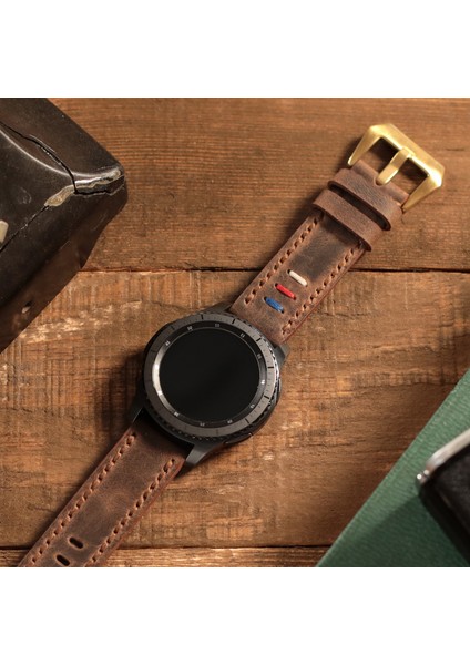 VVagave Samsung Galaxy Watch 4 5 6 / Watch 6 Classic 40MM 43MM 44MM 47MM Watch 5 Watch 5 Pro 40MM 44MM 45MM Watch 4 40MM 42MM 44MM 46MM 3 İp Motifli Gri Deri Kordon 20MM Kahverengi fırsatları