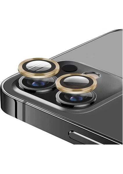 iPhone 11/12/12 Mini Uyumlu Alüminyum Alaşım 3D Kamera Lens Koruyucu Gold [2'li Set]