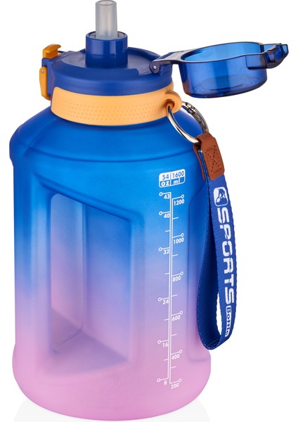 1600ML Çift Renk Taşıma Askılı ve Kulplu Motivasyon Su Matarası Sticker Hediyeli fiyatları