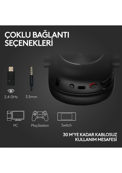 G PRO X 2 LIGHTSPEED Kablosuz DTS:X Headphone 2.0 - 7.1 Surround Ses Oyun Kulaklığı - Siyah