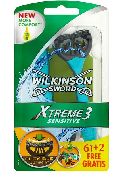 Wilkinson Sword Xtreme 3 Oynar Başlıklı 3 Bıçaklı Kullan At Tıraş Bıçağı 6+2 Avantaj Paketi - 8'li