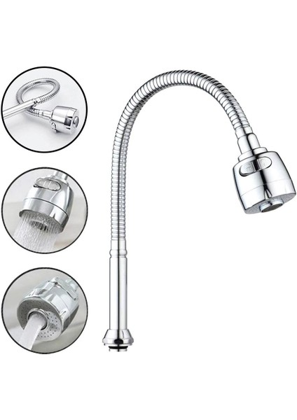 6061 Esnek 360° Hareketli 2 Fonksiyon Spreyli Kubar Musluk Ucu 48 cm