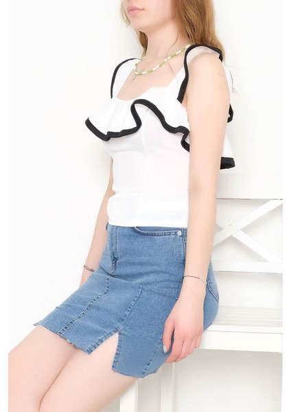 Fırfır Detaylı Bluz Beyaz - 10759.631. modelleri
