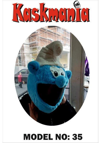 Peluş Kask Kılıfı Şirinler