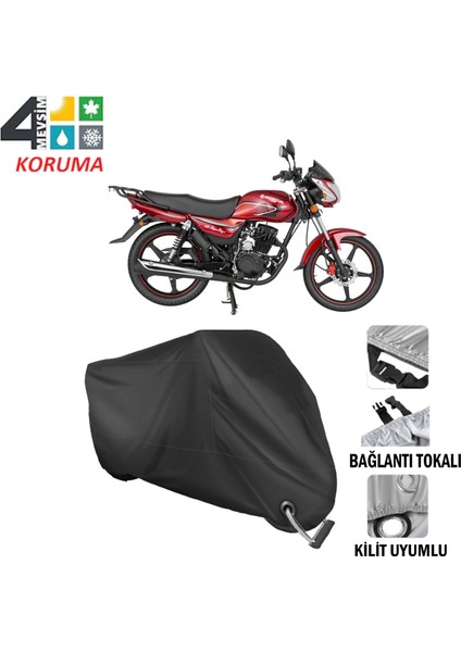 Mondial 125 Superboy I Branda Motosiklet Brandası Bağlantı ve Kilit Uyumlu Siyah