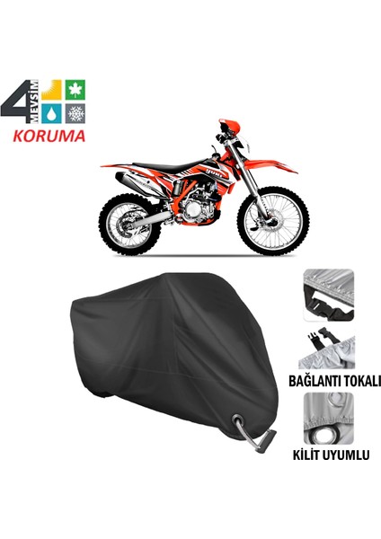 Yuki Dirty Paws Offroad Branda Motosiklet Brandası Bağlantı ve Kilit Uyumlu Siyah