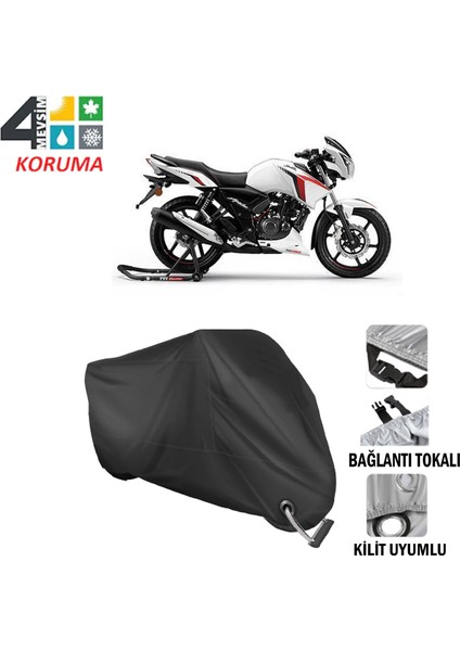 Tvs Apache Rtr 160 Branda Motosiklet Brandası Bağlantı ve Kilit Uyumlu Siyah