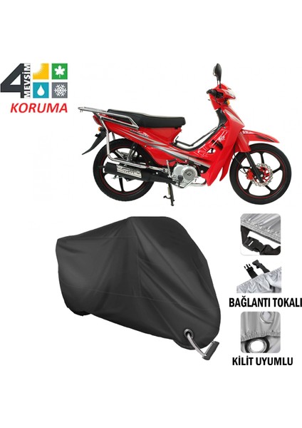 Mondial 100 Uhk Motosiklet Branda Bağlantı ve Kilit Uyumlu Siyah