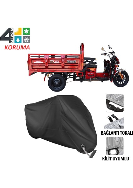 Arora Ar 150-5 Kargo Branda Motosiklet Brandası Bağlantı ve Kilit Uyumlu Siyah