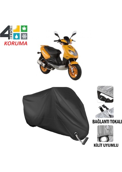 Keeway Focus 150 Branda Motosiklet Brandası Bağlantı ve Kilit Uyumlu Siyah