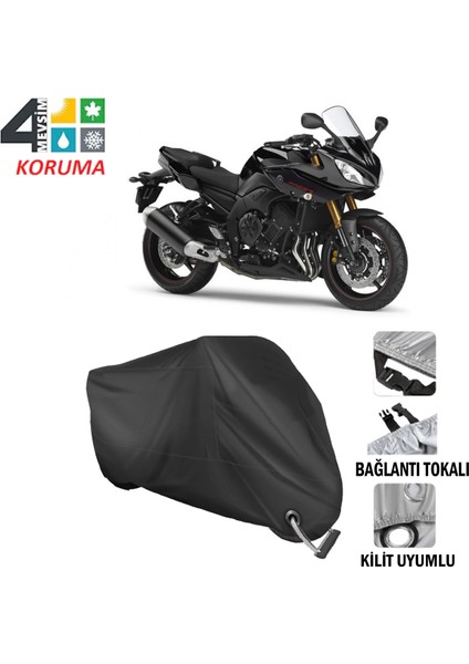 Yamaha Fazer 8 Branda Motosiklet Brandası Bağlantı ve Kilit Uyumlu Siyah