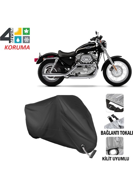 Harley-Davidson Sportster XL883 Branda Motosiklet Brandası Bağlantı ve Kilit Uyumlu Siyah