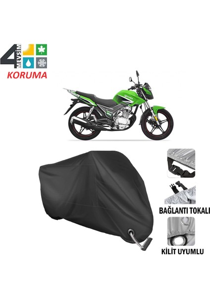 Yuki Drag 200 Branda Motosiklet Brandası Bağlantı ve Kilit Uyumlu Siyah