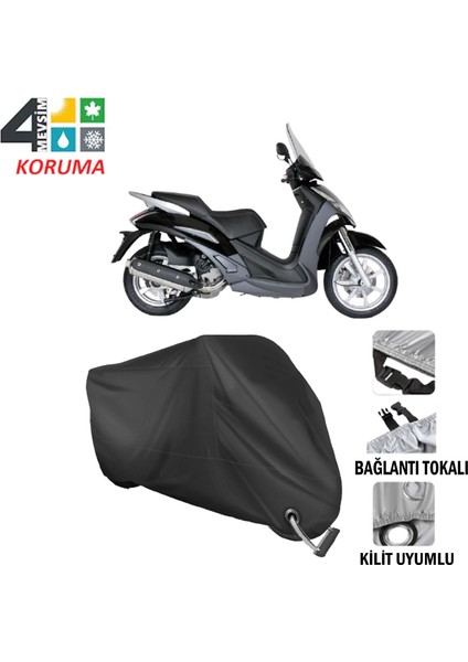 Peugeot Geopolis 400 Branda Motosiklet Brandası Bağlantı ve Kilit Uyumlu Siyah