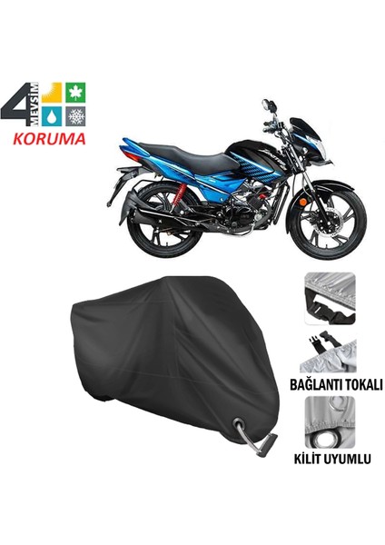 Hero Ignitor 125 Branda Motosiklet Brandası Bağlantı ve Kilit Uyumlu Siyah