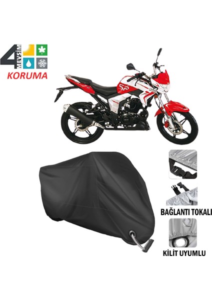 Falcon Sharp 200 Branda Motosiklet Brandası Bağlantı ve Kilit Uyumlu Siyah