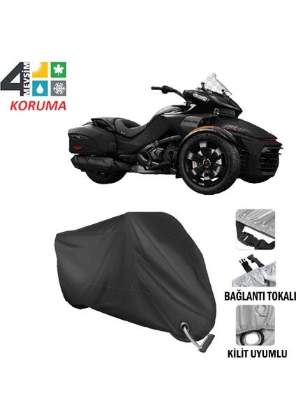 Bombardier (Brp) Spyder Roadster Motosiklet Branda Bağlantı ve Kilit Uyumlu Siyah