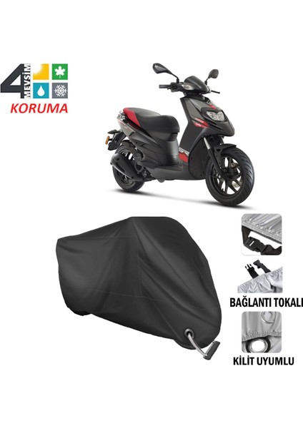 Aprilia Sr 125 Branda Motosiklet Brandası Bağlantı ve Kilit Uyumlu Siyah