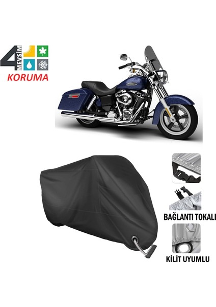 Harley-Davidson Dyna Switchback Branda Motosiklet Brandası Bağlantı ve Kilit Uyumlu Siyah