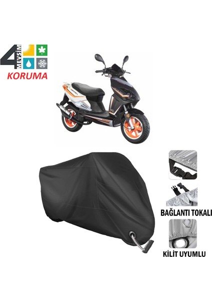 Keeway Matrix 150 Branda Motosiklet Brandası Bağlantı ve Kilit Uyumlu Siyah