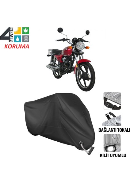 Yuki Yk 125-7D Apollo Branda Motosiklet Brandası Bağlantı ve Kilit Uyumlu Siyah