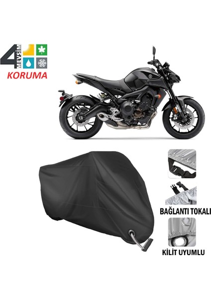 Yamaha Mt-09 Branda Motosiklet Brandası Bağlantı ve Kilit Uyumlu Siyah