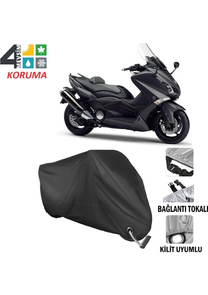 Yamaha Tmax 530 Branda Motosiklet Brandası Bağlantı ve Kilit Uyumlu Siyah