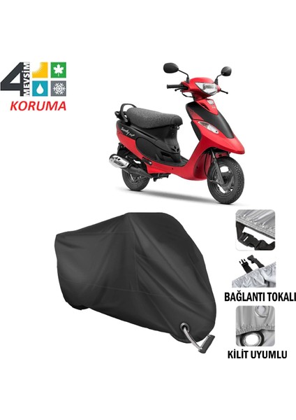 Tvs Scooty Pep Plus Branda Motosiklet Brandası Bağlantı ve Kilit Uyumlu Siyah