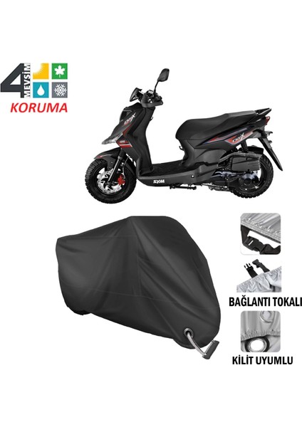 Sym Crox 125 Branda Motosiklet Brandası Bağlantı ve Kilit Uyumlu Siyah