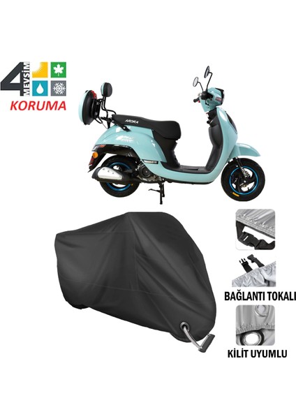 Arora Ar 50-8 Espresso Branda Motosiklet Brandası Bağlantı ve Kilit Uyumlu Siyah